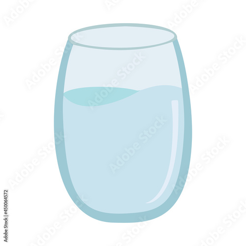 glass icon filled with water. Vector illustration of modern flat design style