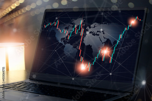 finance chart on laptop photo