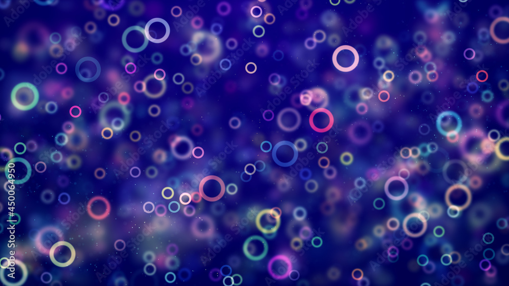 Abstract Decorative Blue Purple Shiny Blurry Sharp Colorful Circle Lines And Glitter Dust Background Design