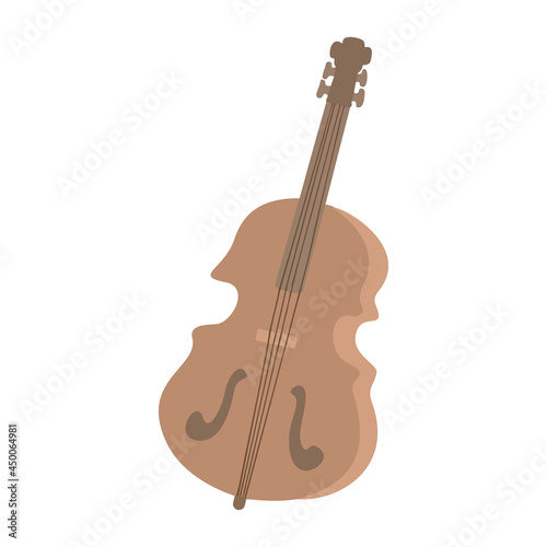 Vector flat illustration of a violin on a white background. Elements for music theme design, brown color