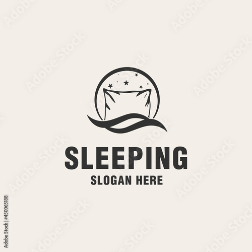Sleeping logo template on monogram style