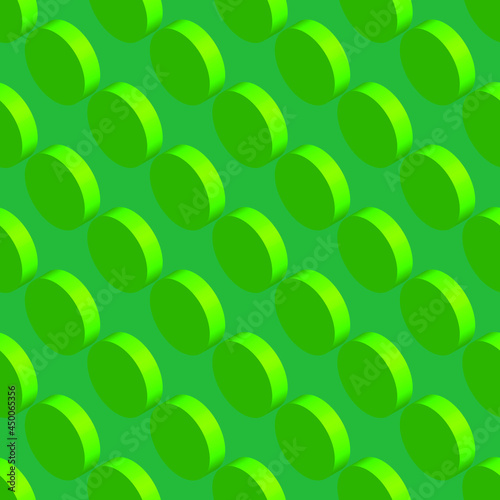 Green circles 3d design, seamless pattern, vector illustration