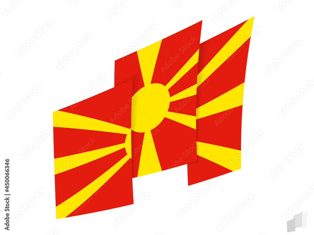 Macedonia flag in an abstract ripped design. Modern design of the Macedonia flag.