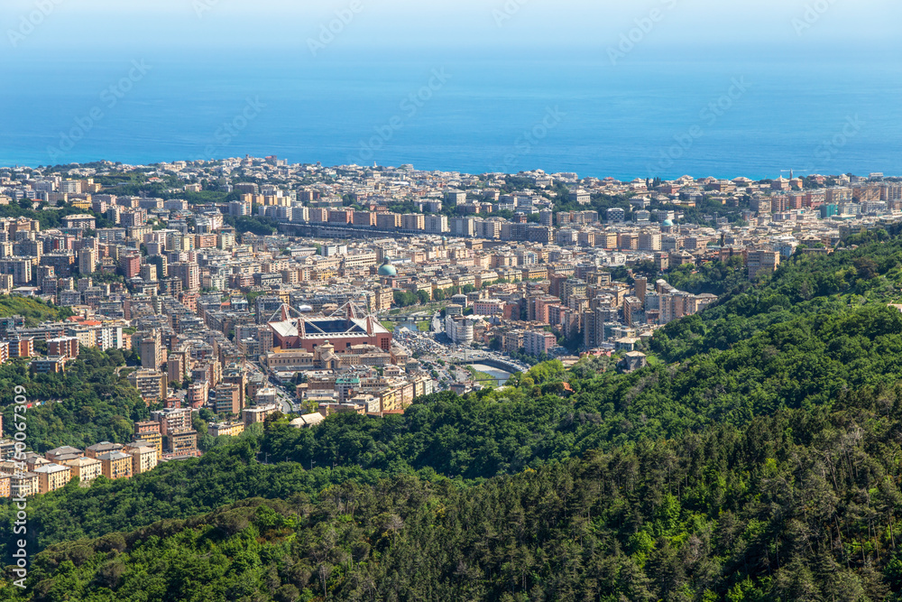 Aerial view of Genoa, east area, Italy.
