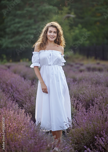 Portrait of a beautiful girl in lavender.