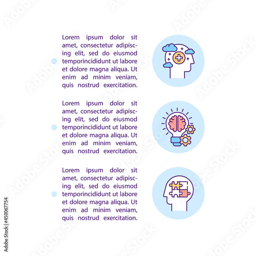 Cognitive adult development concept line icons with text. PPT page vector template with copy space. Brochure  magazine  newsletter design element. Right decision making linear illustrations on white