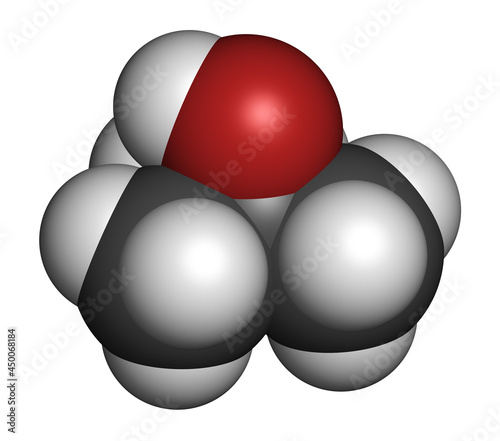tert-butyl alcohol (tert-butanol) solvent molecule. 3D rendering. photo