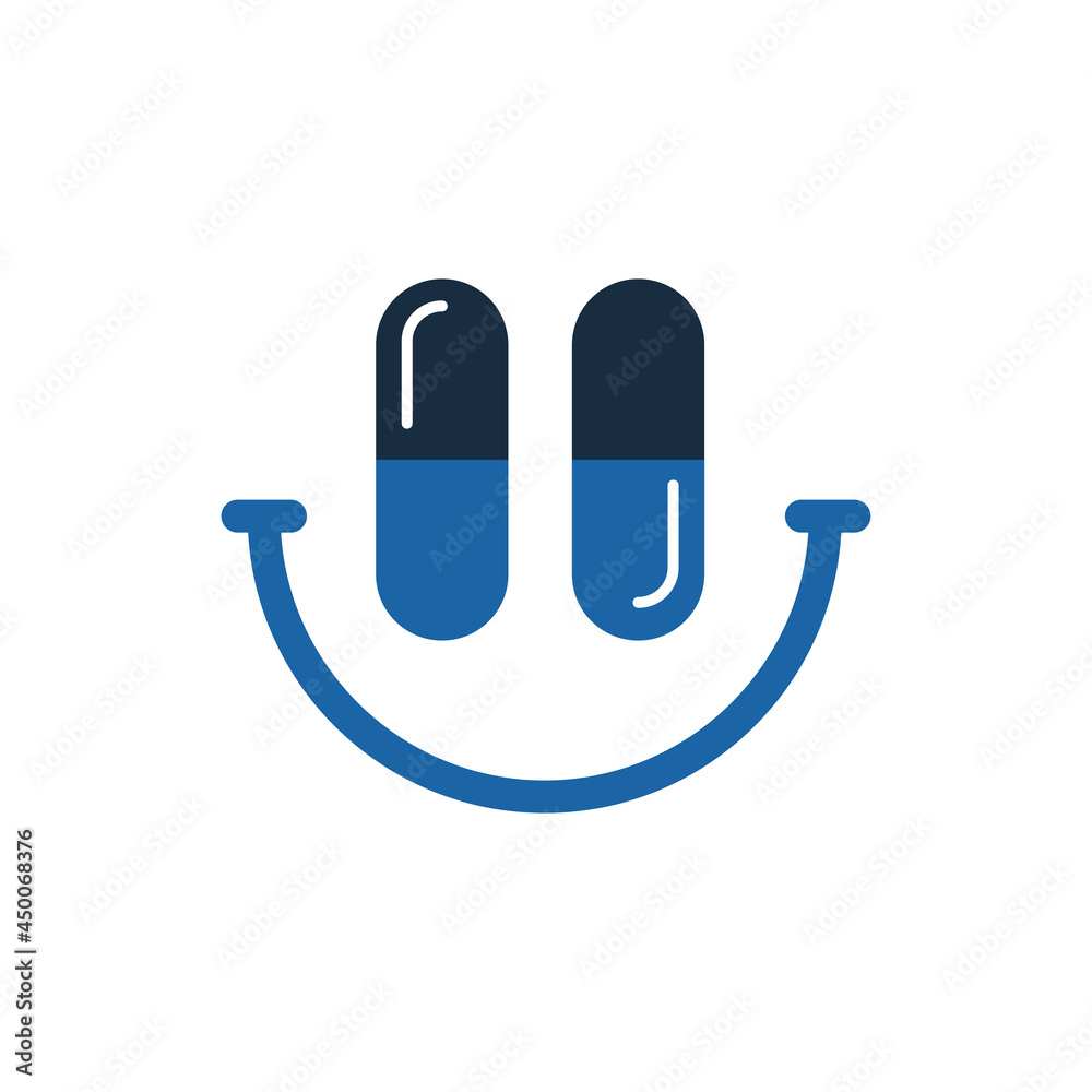 capsule smile logo template vector icon capsule smile logo template vector icon