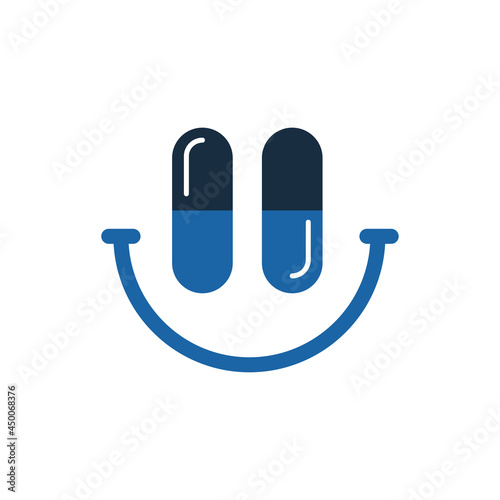 capsule smile logo template vector icon