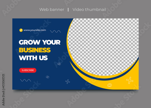 Editable video thumbnail and web banner design. Video thumbnail for live workshop business template. Video cover photo for social media videos.