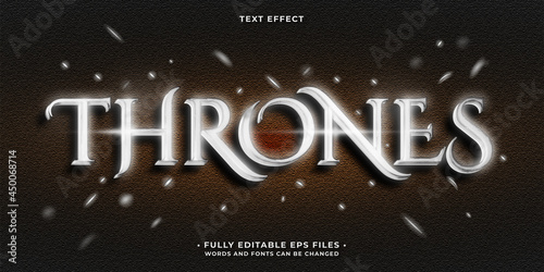 shining silver thrones text effect. 100% editable eps cc vector