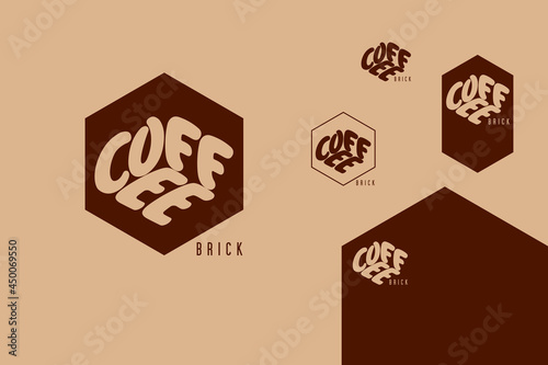 Coffee Brick logo that is not a cup of coffee or coffee beans. Concept present with hexagon as a private space for relax time and moments. Smooth typography. Easy to remember. Vector, illustration