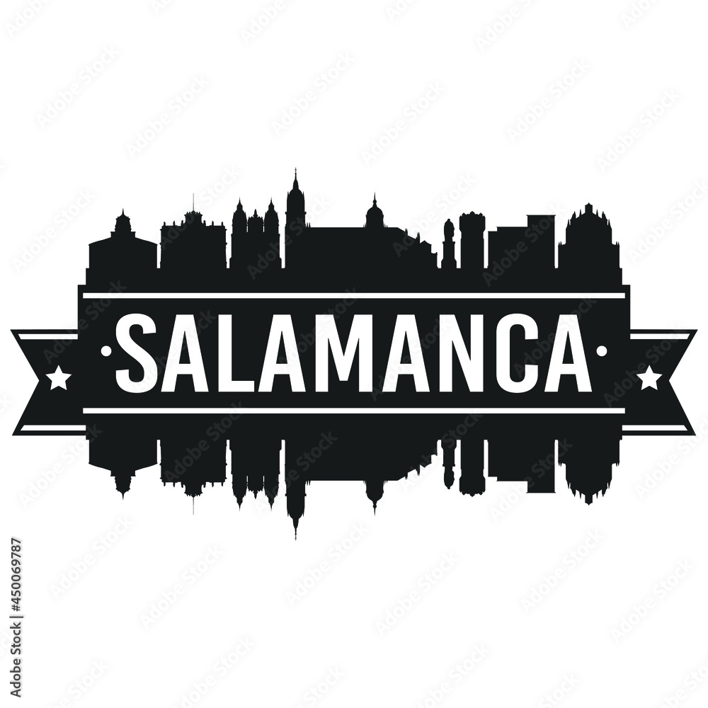 Salamanca Spain Skyline. Banner Vector Design Silhouette Art. Cityscape Travel Monuments. Salamanca Spain Skyline. Banner Vector Design Silhouette Art. Cityscape Travel Monuments.