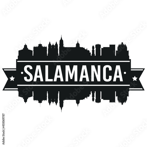 Salamanca Spain Skyline. Banner Vector Design Silhouette Art. Cityscape Travel Monuments.