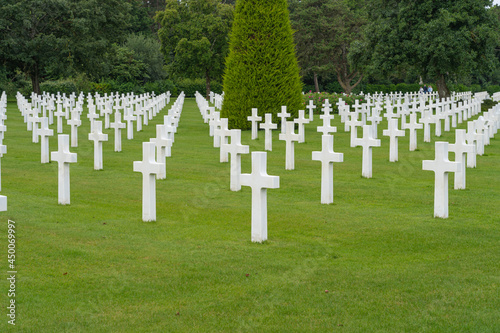 Colleville-Sur-Mer, France - 08 03 2021: Normandy American Cemetery and Memorial and the Garden of the Missing