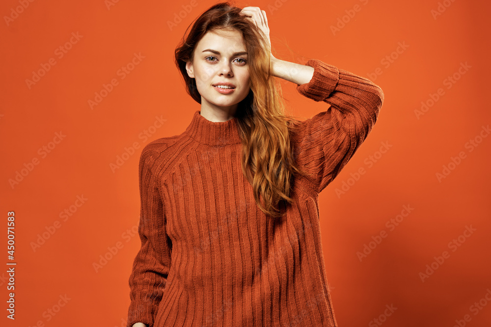 woman holding her head hairstyle fashion studio decoration woman holding her head hairstyle fashion studio decoration