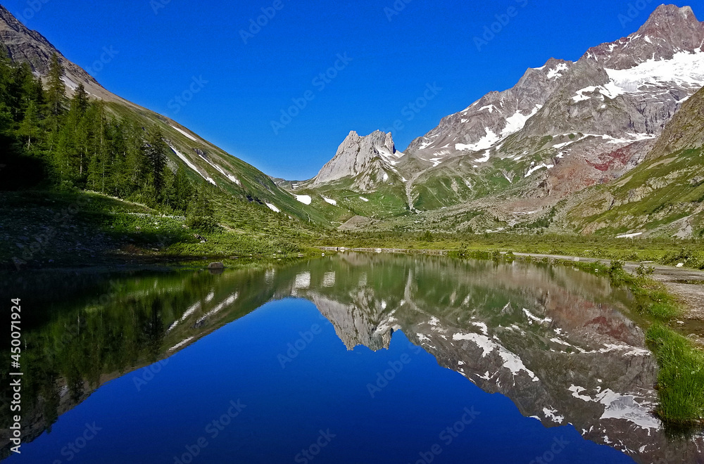 Water reflection at tour du mont blanc