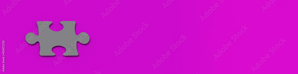 3d rendering. 3D image. gray metal puzzle element on pink backgr. banner for insertion on the site. 3d rendering. 3D image. gray metal puzzle element on pink backgr. banner for insertion on the site.