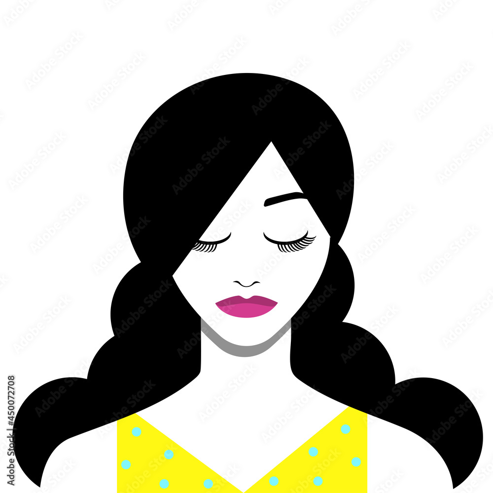 Avatar of pretty blondinebrunette. Portrait of fashionable girl. flat vector illustration. Avatar of pretty blondinebrunette. Portrait of fashionable girl. flat vector illustration.