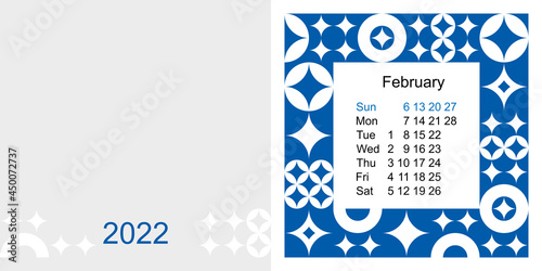 Fashionable desktop calendar template with graphic design for 2022