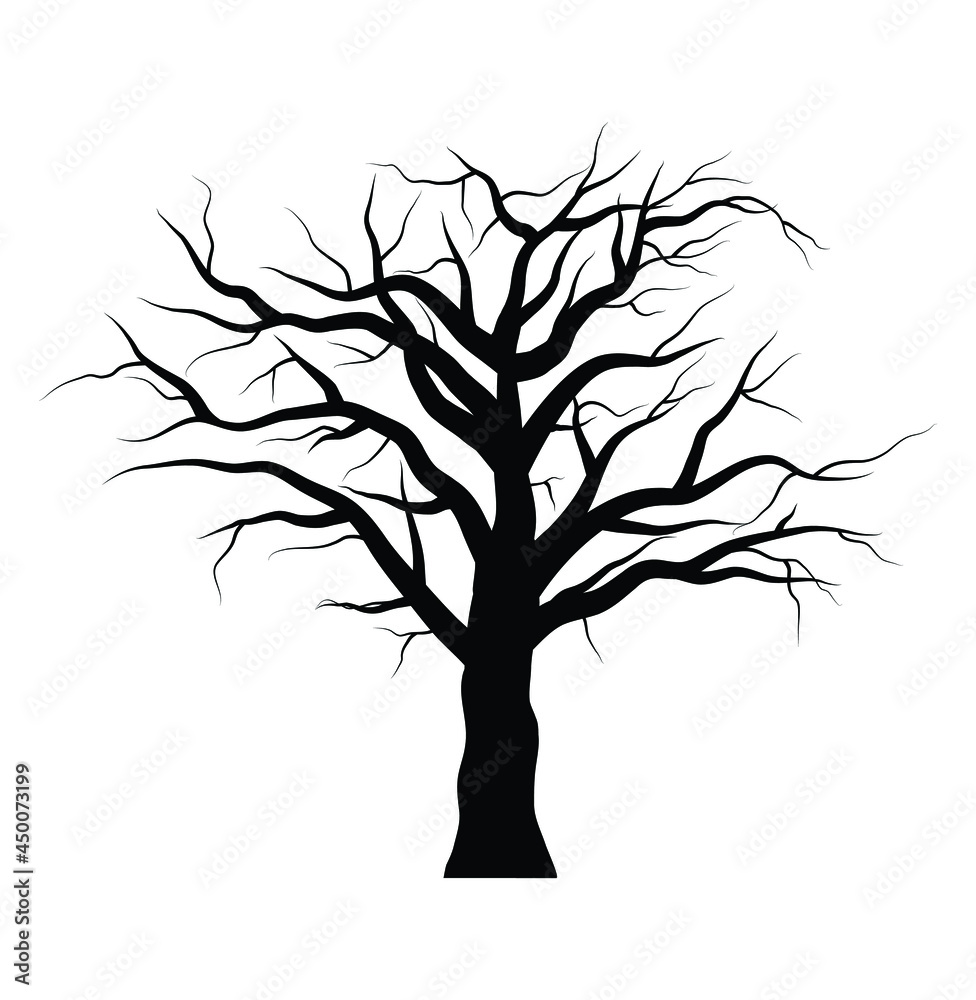 Dead tree icon vector illustration isolated on white background. Tree silhouette. Dead tree icon vector illustration isolated on white background. Tree silhouette.