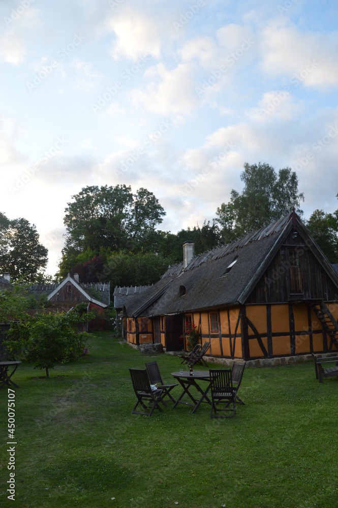 Obraz premium The cozy and romantic old half timbering houses and cottages of Southern Sweden, Scandinavia