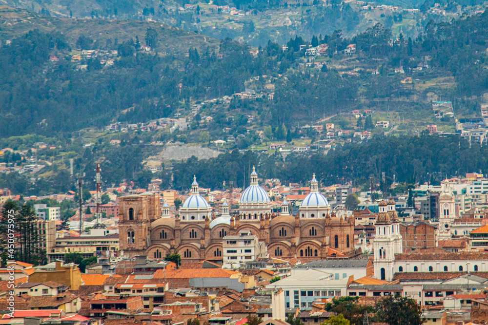 View of the Cathedral of the Immaculate Conception or New Cathedral in Cuenca Ecuador