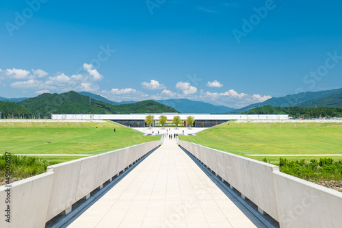 夏の青空と陸前高田の風景