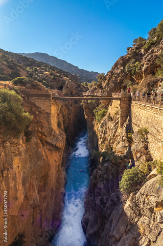 The stunning Spanish countryside photographed from the Caminito del Rey in Málaga, Spain.