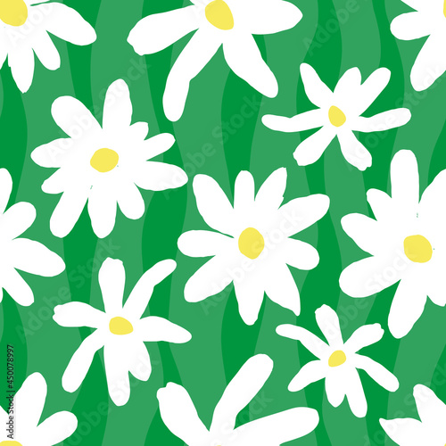 White Flowers seamless pattern. Childlike style perfect for kids, toddlers fashion, textiles and accessories