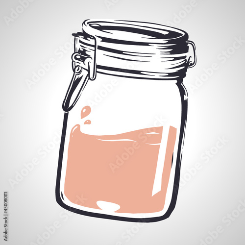 Mason Jar with Moonshine Illustrated Cartoon Drawing