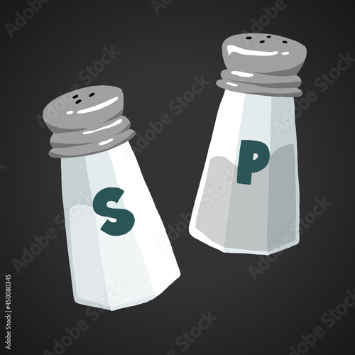 Salt and Pepper Shakers Illustrated Cartoon Drawing