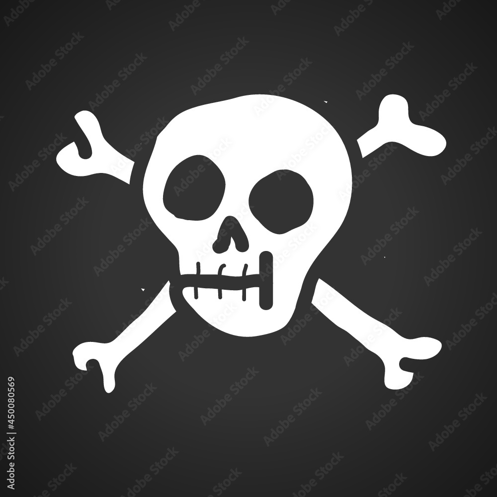 Skull and Crossbones Pirate Flag Illustrated Cartoon Drawing Skull and Crossbones Pirate Flag Illustrated Cartoon Drawing