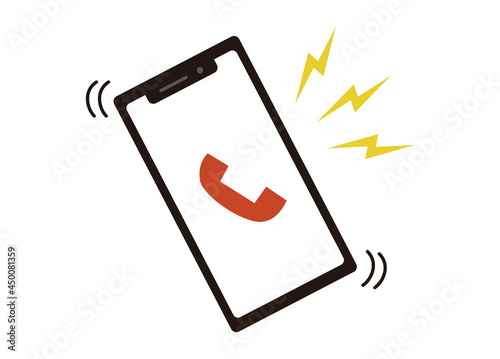 スマートフォン　カラー　電話着信のイラスト