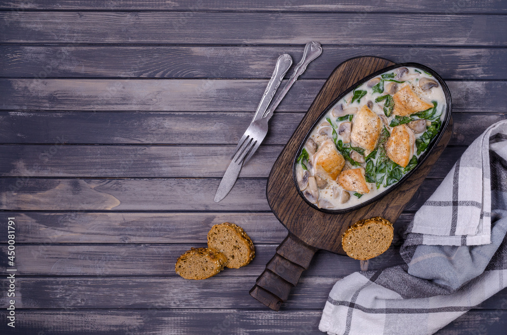 Fried bird breasts with stewed vegetables Fried bird breasts with stewed vegetables