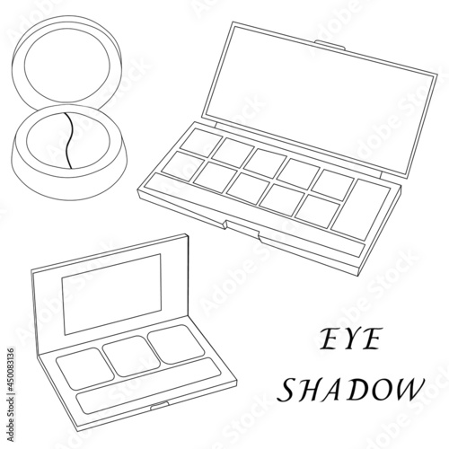 Set eye shadow outline. Isolated vector objects. Make up design object. Elements of fashion beauty of design.