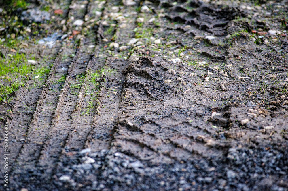 Tyre trace on the ground