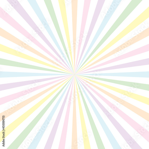 Pastel Colorful Sunburst Pattern Abstract Background. Ray. Radial. Multicolored. Vector Illustration