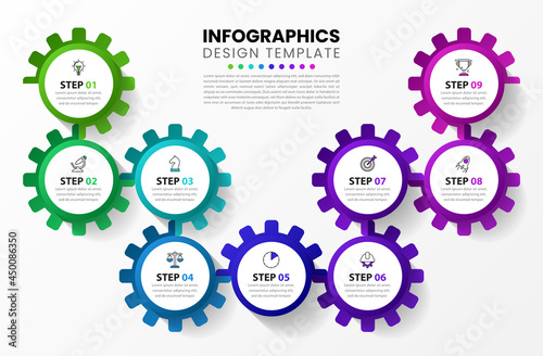 Infographic design template. Creative concept with 9 steps
