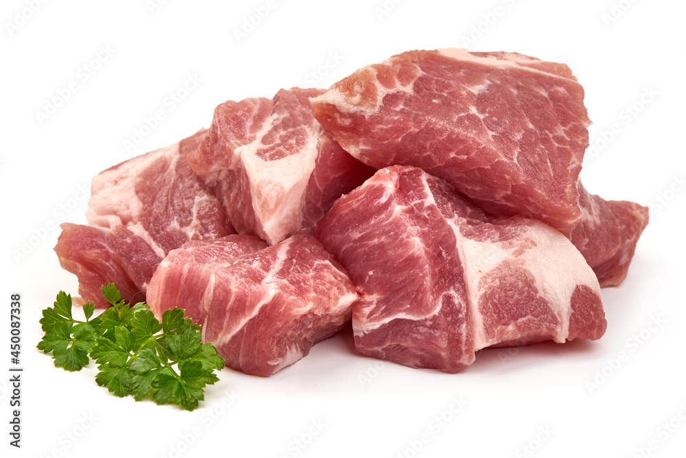 Fresh pork steaks, isolated on white background. High resolution image.