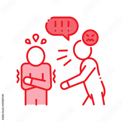 Intimidation black line icon. Verbal bullying. Harassment, and violence. Sign for web page, mobile app, button, logo. Editable stroke