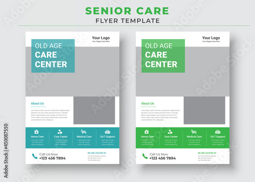 Senior care Flyer template, Old Age Care Center Flyer template