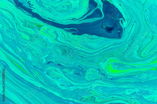 Abstract art background in green and blue neon tones