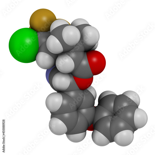 Cyhalothrin insecticide molecule. 3D rendering. photo