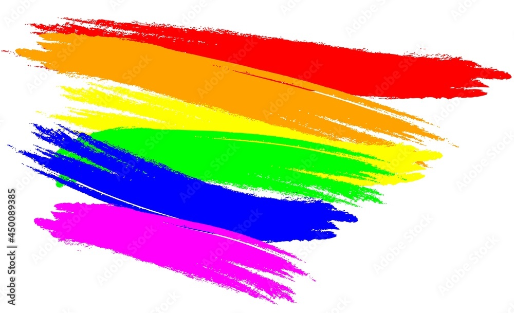 simple brush strokes in the colors of the LGBTQ community rainbow