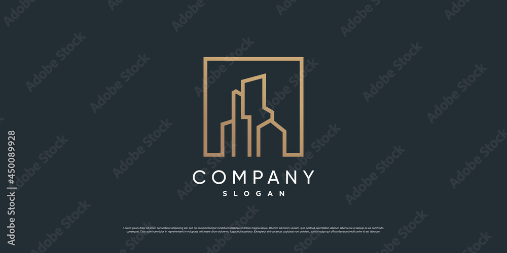 Building logo with golden and line style Premium Vector part 8