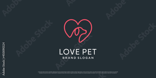Pet logo with creative element with dog and cat object Premium Vector part 5