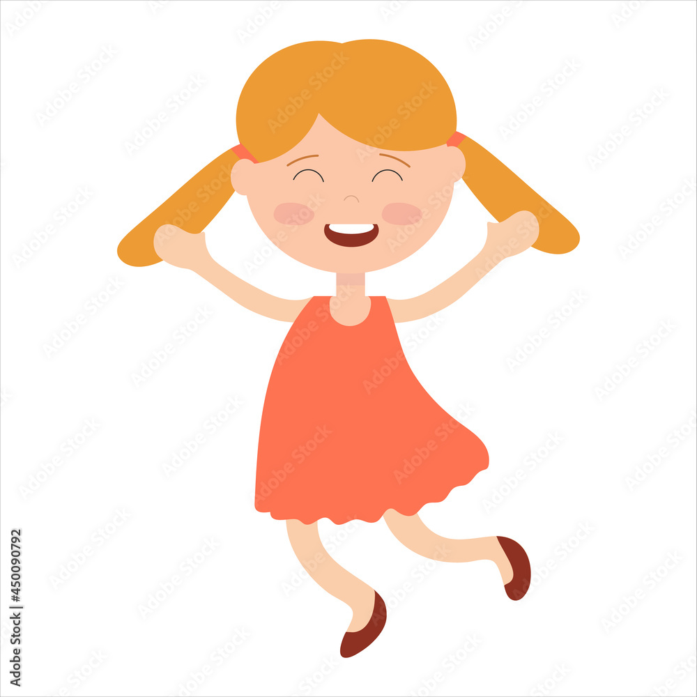 A happy girl on a white background for use in web design or clipart A happy girl on a white background for use in web design or clipart