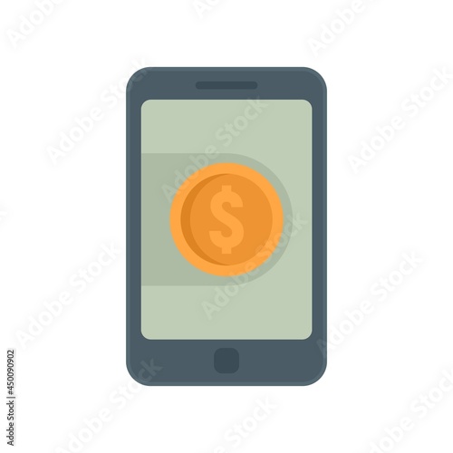 Dollar phone digital wallet icon flat isolated vector