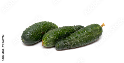 Green cucumber isolated on white background.